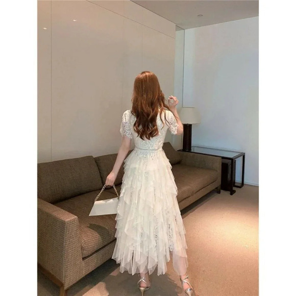 NWT Self-Portrait Inspired Ivory White Midi Dress - Picture 7 of 11